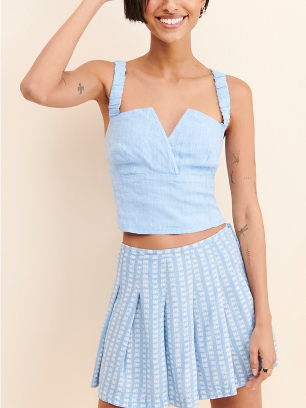 By Anthropologie Linen Corset Tank Top Size Small Light Blue NWT Coastal